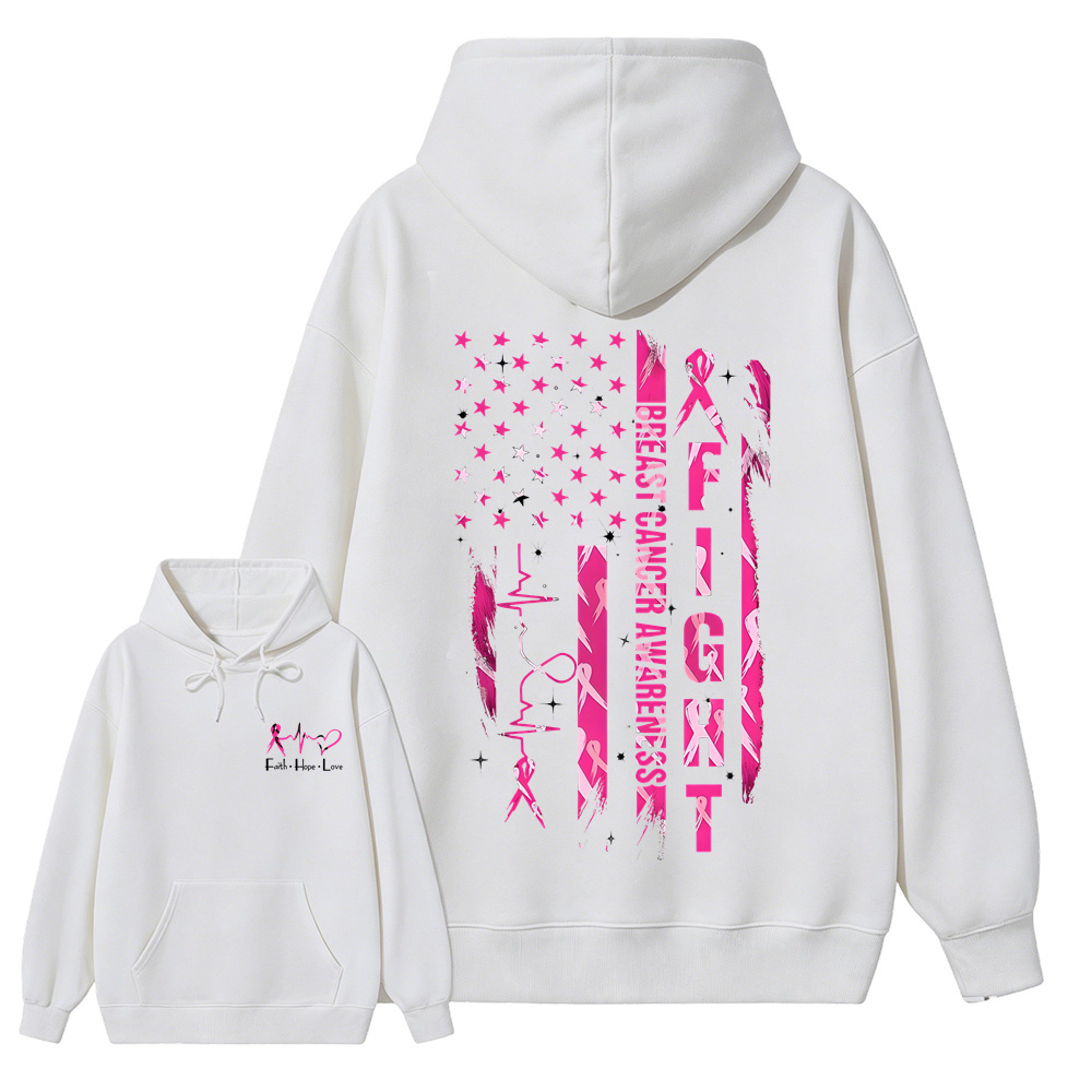 Women's Breast Cancer Awareness Graphic Hoodie with Pink Ribbon & "Empowerment" Design