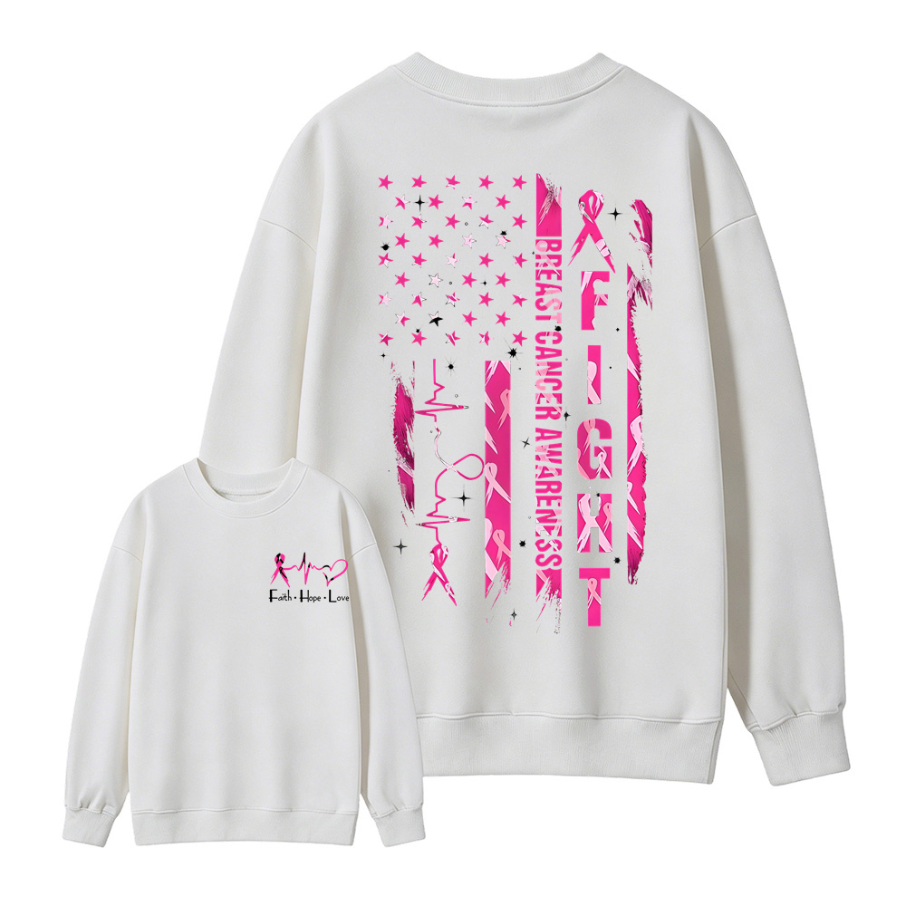 Women's Breast Cancer Awareness Graphic Sweatshirt with Pink Ribbon & "Empowerment" Design
