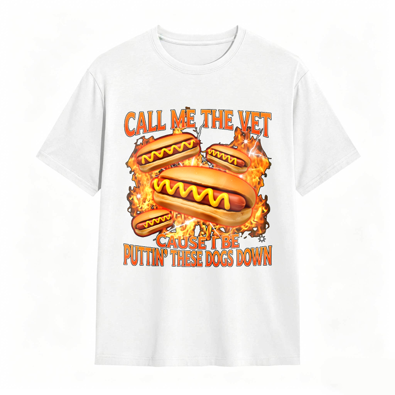 Funny Hot Dog Meme T-shirt With Call Me The Vet Phrase Perfect For Humor Fans