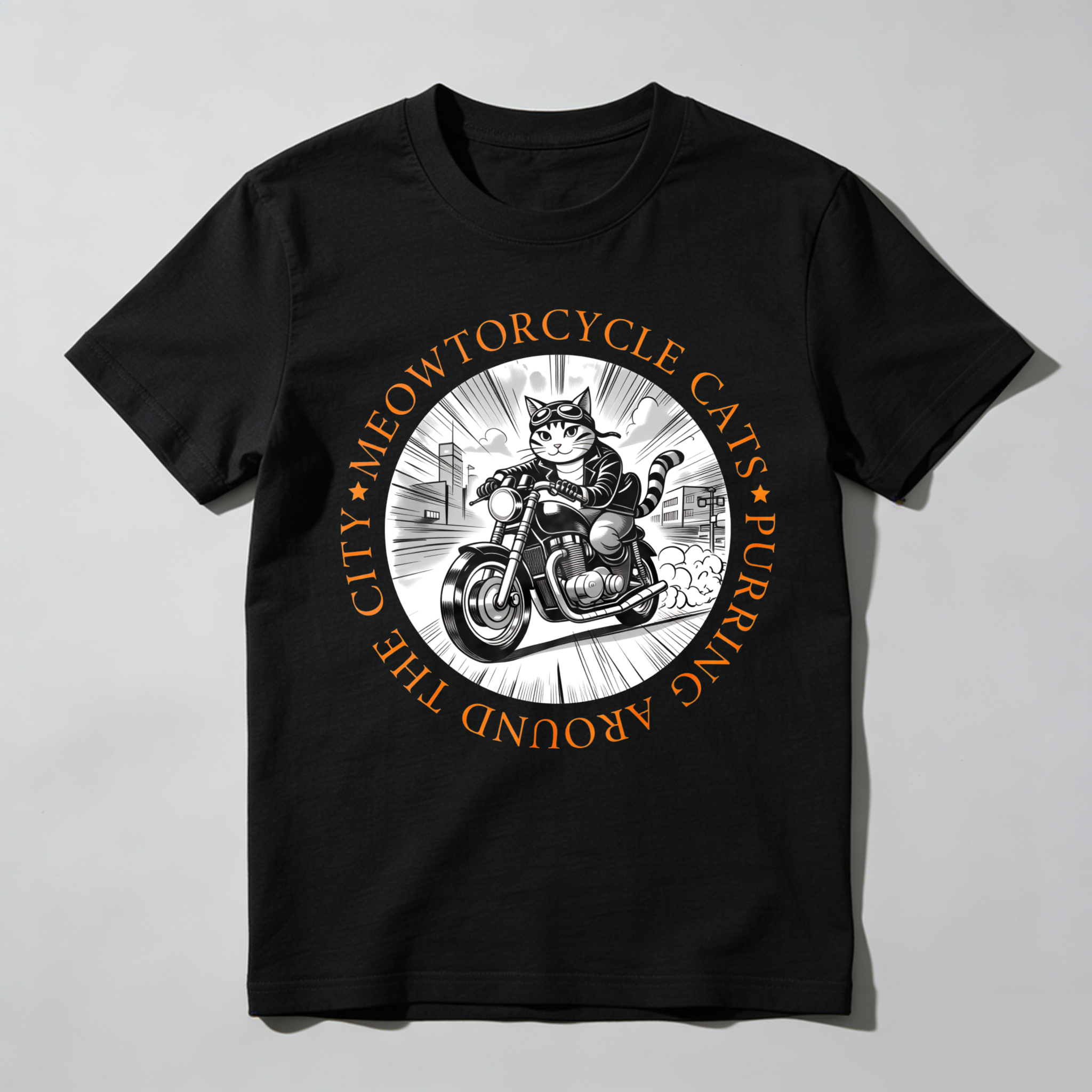 Cat Riding Motorcycle City Meowtorcycle Cats Purring Around The City Unisex Classic T-shirt