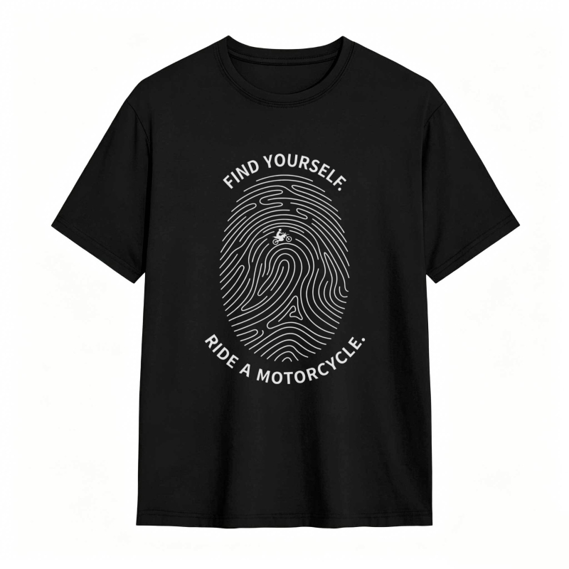 Fingerprint Design With Find Yourself Ride A Motorcycle Text T-shirt