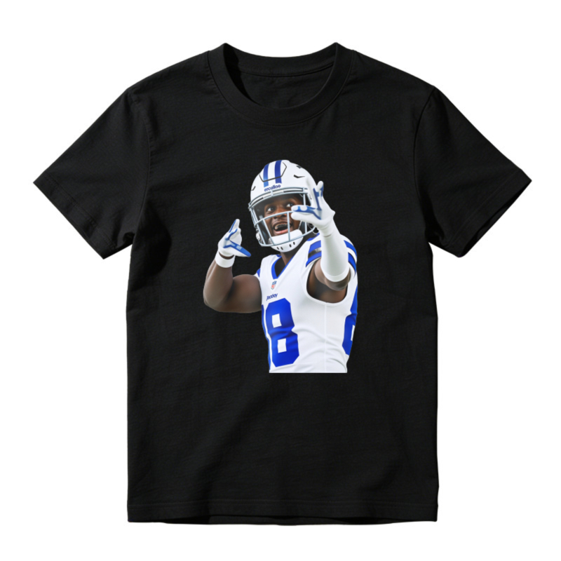 American Football Player Number 8 In White And Blue Uniform Celebrating Graphic T-shirt
