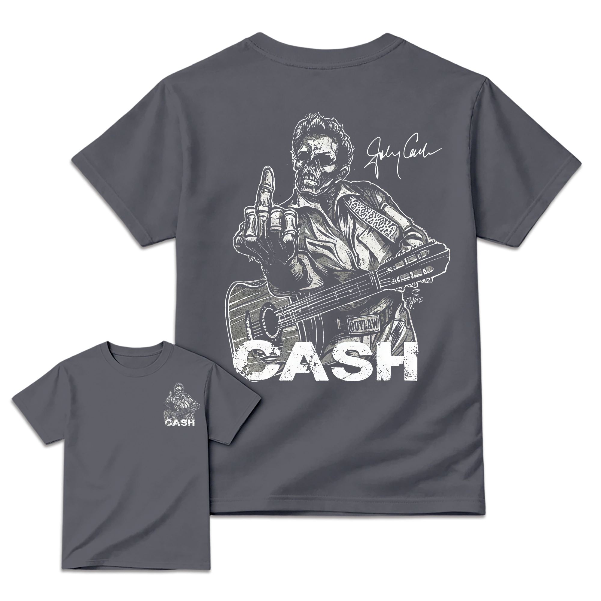 J-C Shirt, Middle Finger Skull Graphic Tee, Country Music Legend Memorial T-Shirt