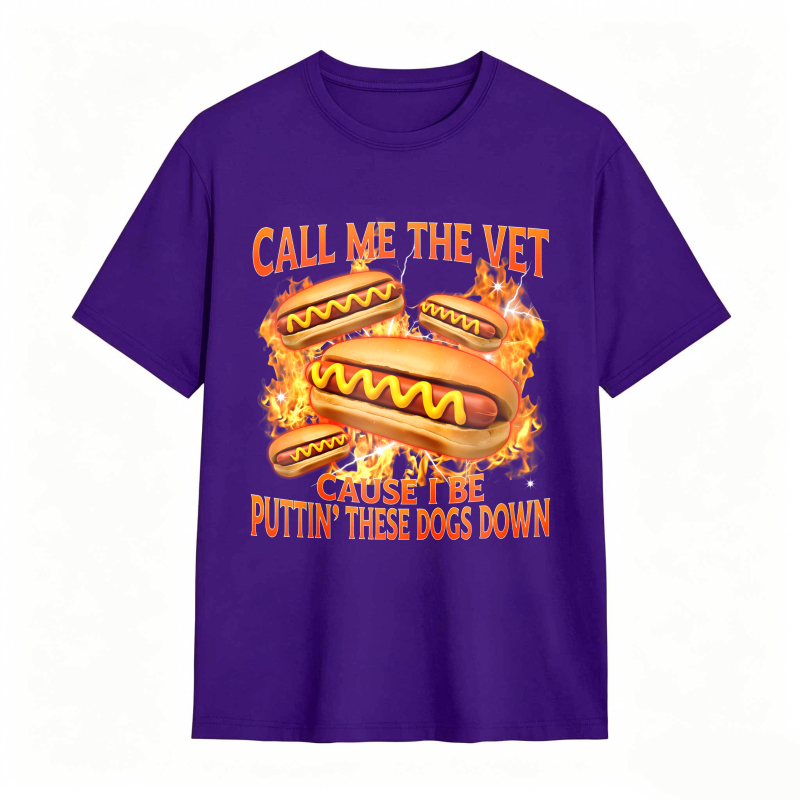 Funny Hot Dog Meme T-shirt With Call Me The Vet Phrase Perfect For Humor Fans