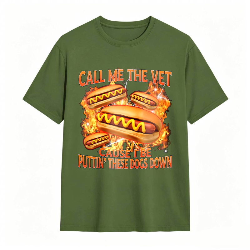 Funny Hot Dog Meme T-shirt With Call Me The Vet Phrase Perfect For Humor Fans