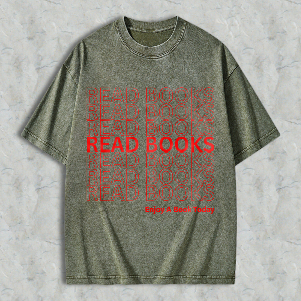 Wardrobecart Read Books Pattern Unisex Washed T-shirt