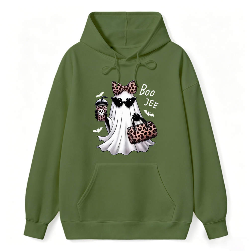 Leopard Bow Sunglasses Ghost Boo Jee Halloween Hoodie
