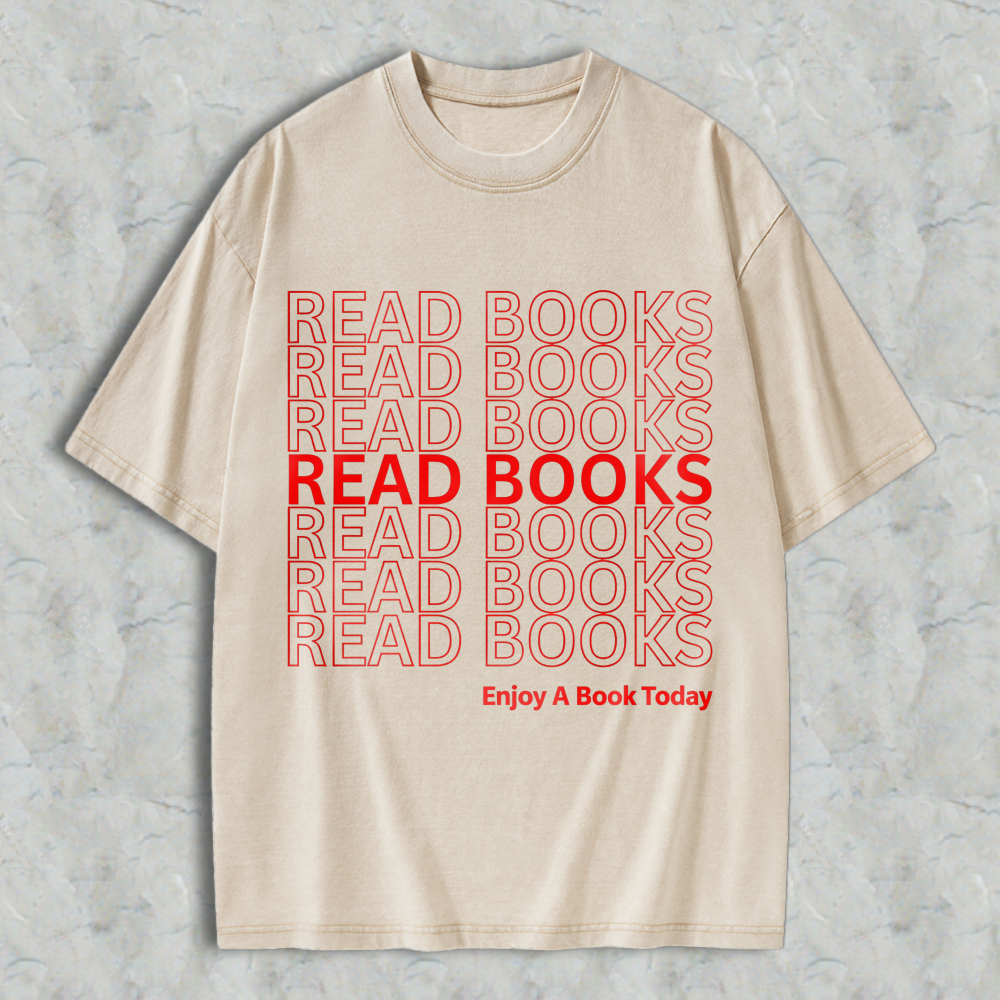 Wardrobecart Read Books Pattern Unisex Washed T-shirt