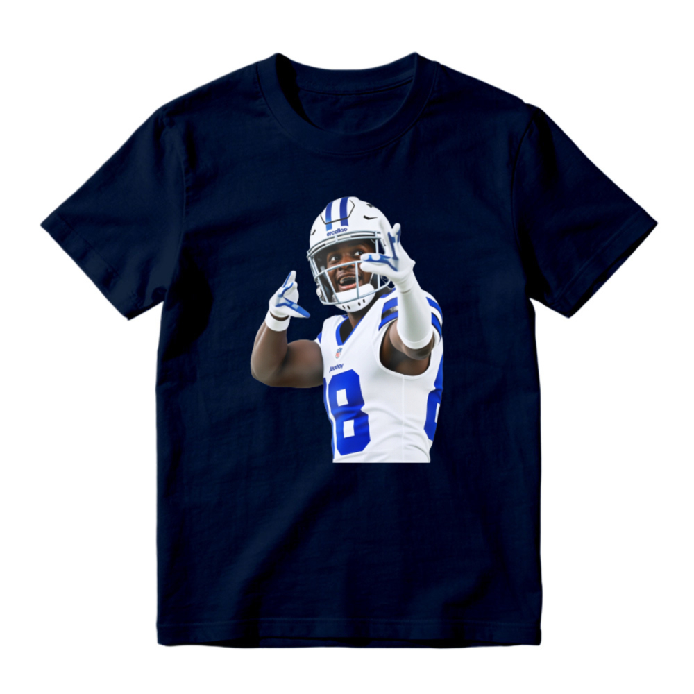 American Football Player Number 8 In White And Blue Uniform Celebrating Graphic T-shirt