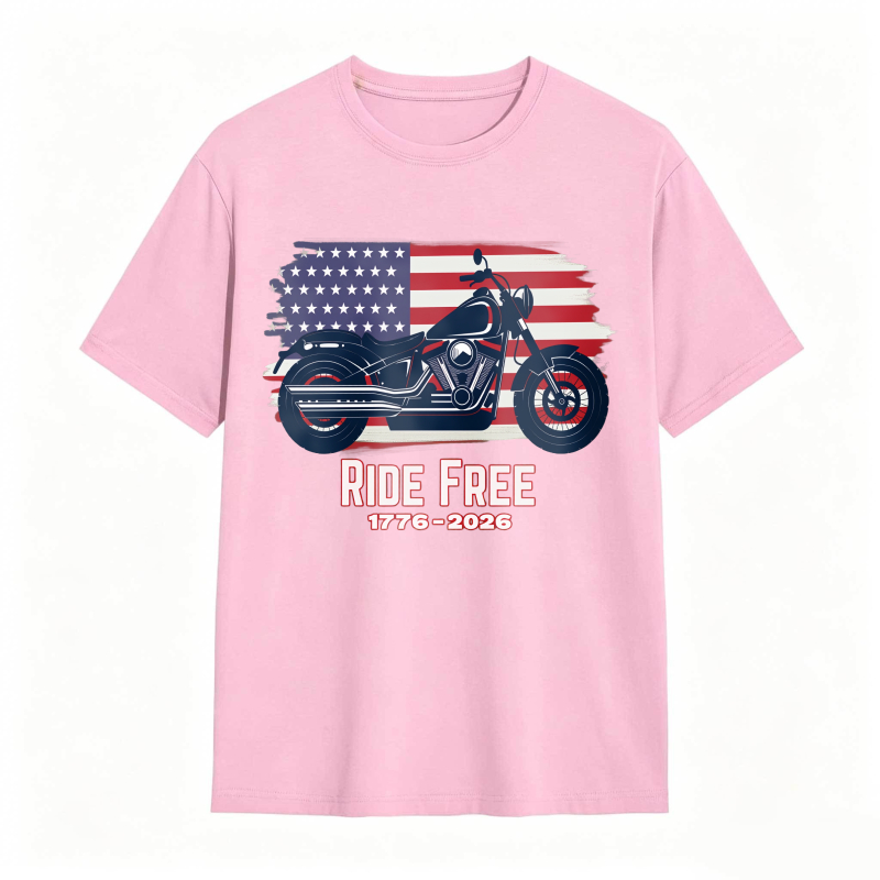 American Flag Motorcycle Ride Free 1776 2026 Unisex Classic T-shirt