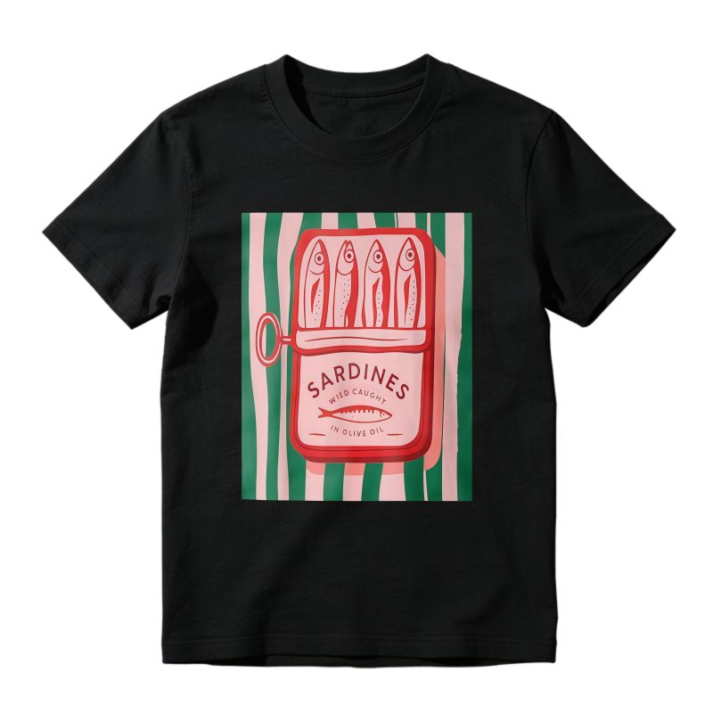 Sardines Can With Fish And Stripes Pattern Unisex Classic T-shirt