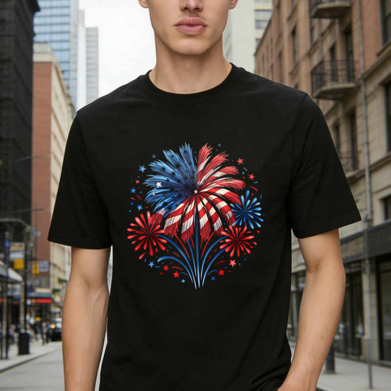 Fireworks American Flag Patriotic Design T-shirt