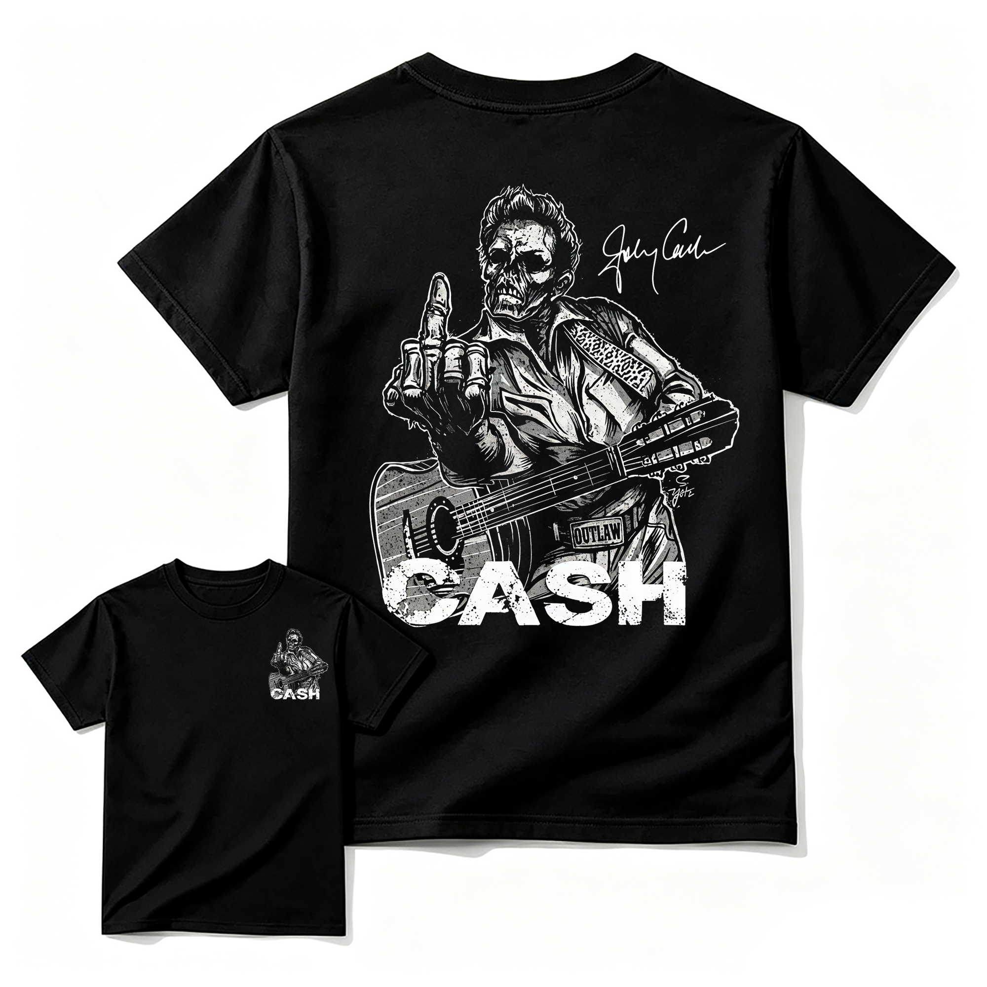 J-C Shirt, Middle Finger Skull Graphic Tee, Country Music Legend Memorial T-Shirt