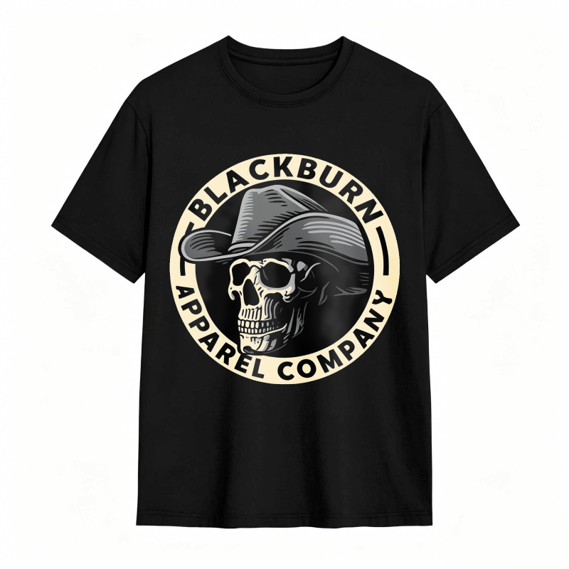 Skull With Cowboy Hat And Blackburn Apparel Company Text Unisex Classic T-shirt