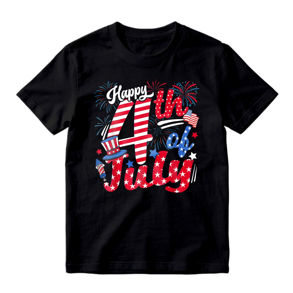 Happy 4th Of July Patriotic American Flag Fireworks Stars And Stripes T-shirt