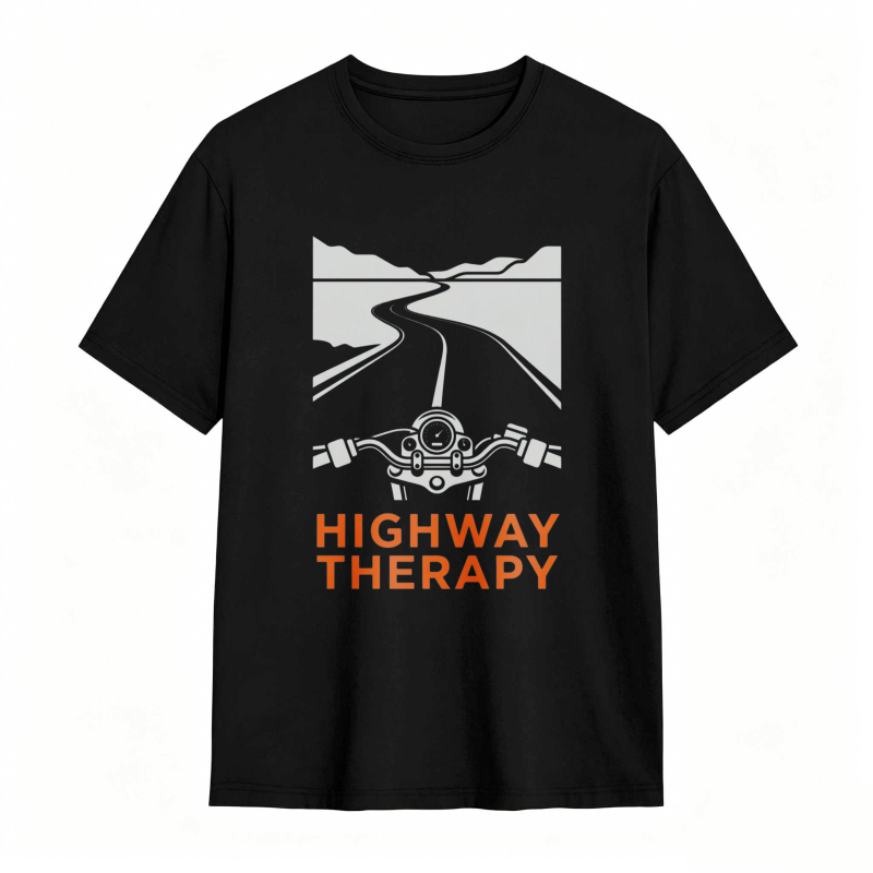 Highway Therapy Motorcycle Road Design T-shirt