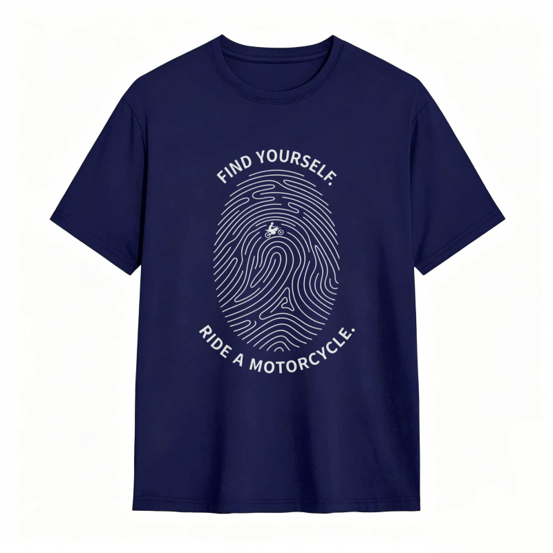 Fingerprint Design With Find Yourself Ride A Motorcycle Text T-shirt