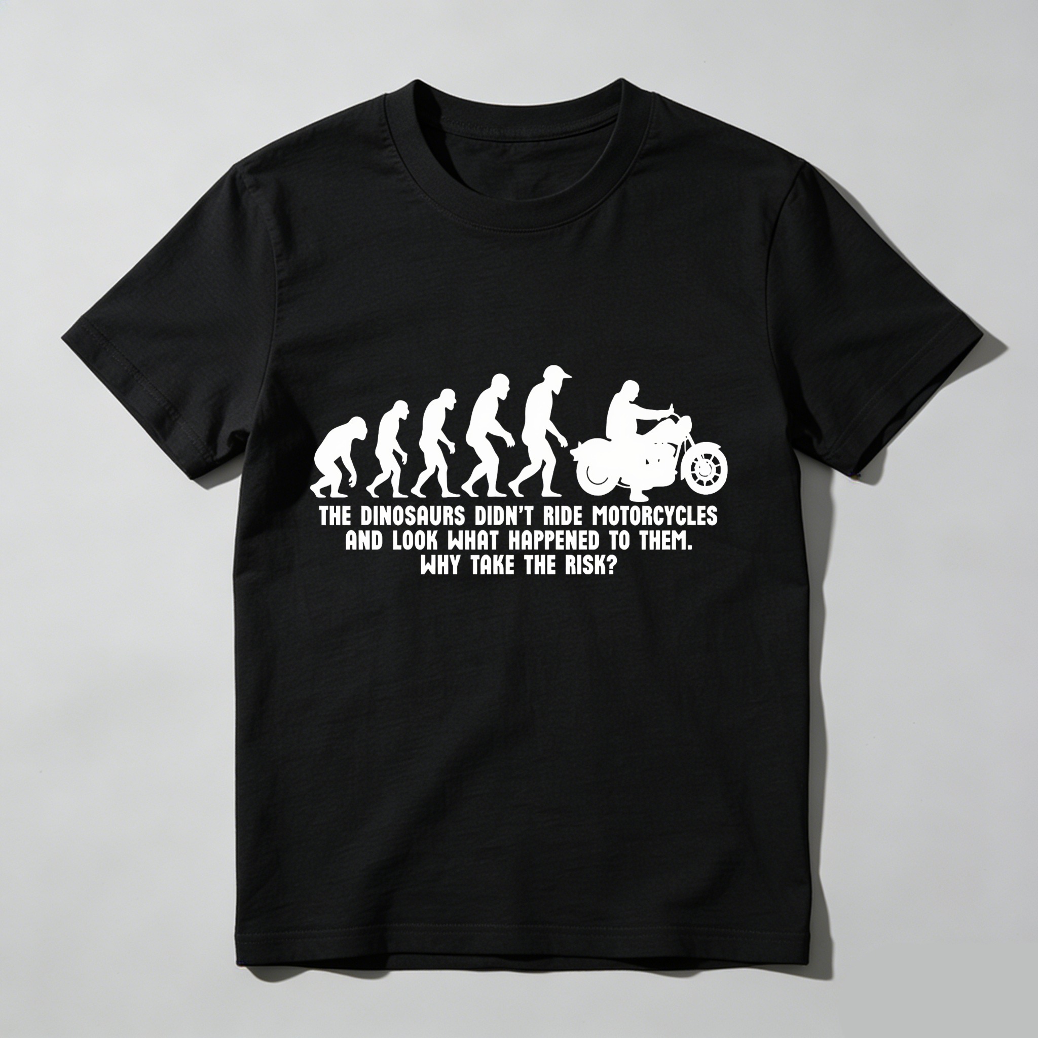 Evolution Of Man Riding Motorcycle Dinosaur Humor Unisex Classic T-shirt
