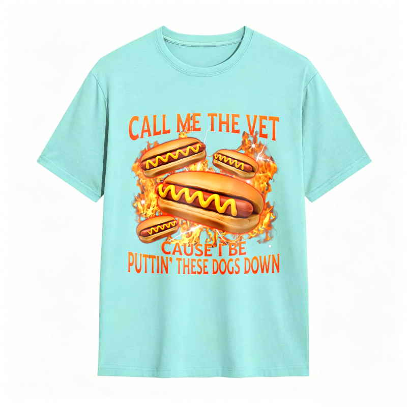 Funny Hot Dog Meme T-shirt With Call Me The Vet Phrase Perfect For Humor Fans