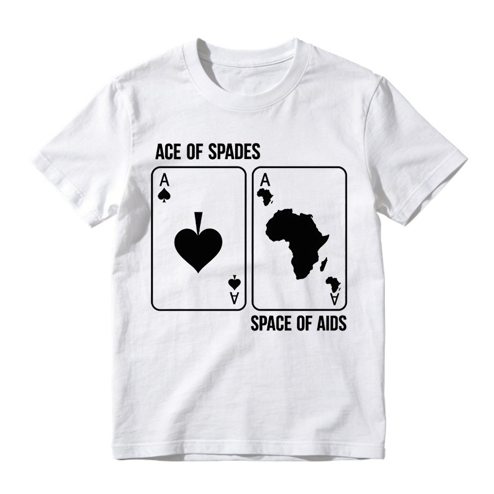 Ace of Spades Space of Aids Graphic T-Shirt - Black Humor Playing Card Parody Tee