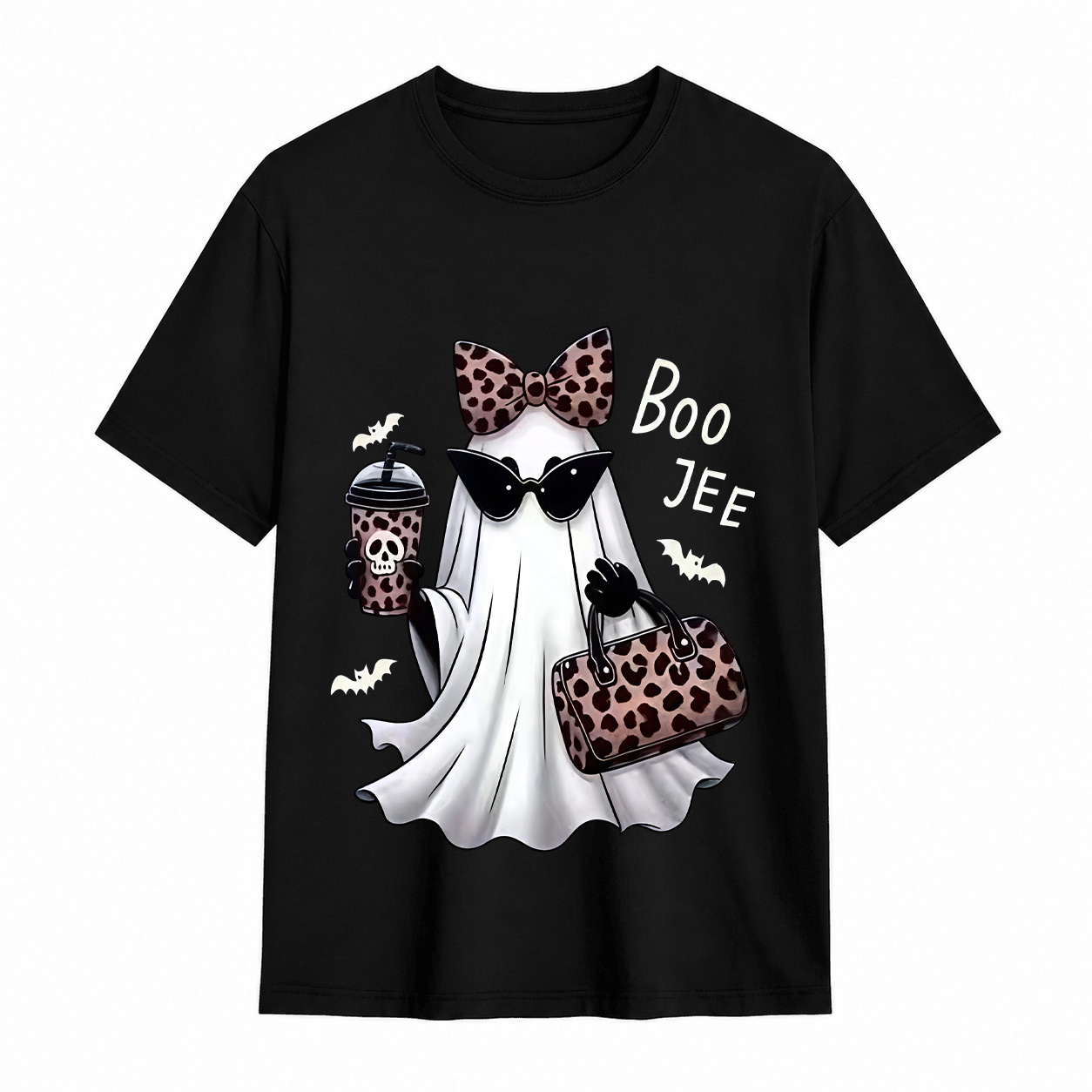 B-J Ghost Shirt Leopard Ghost Tee Ghost Coffee Shirt