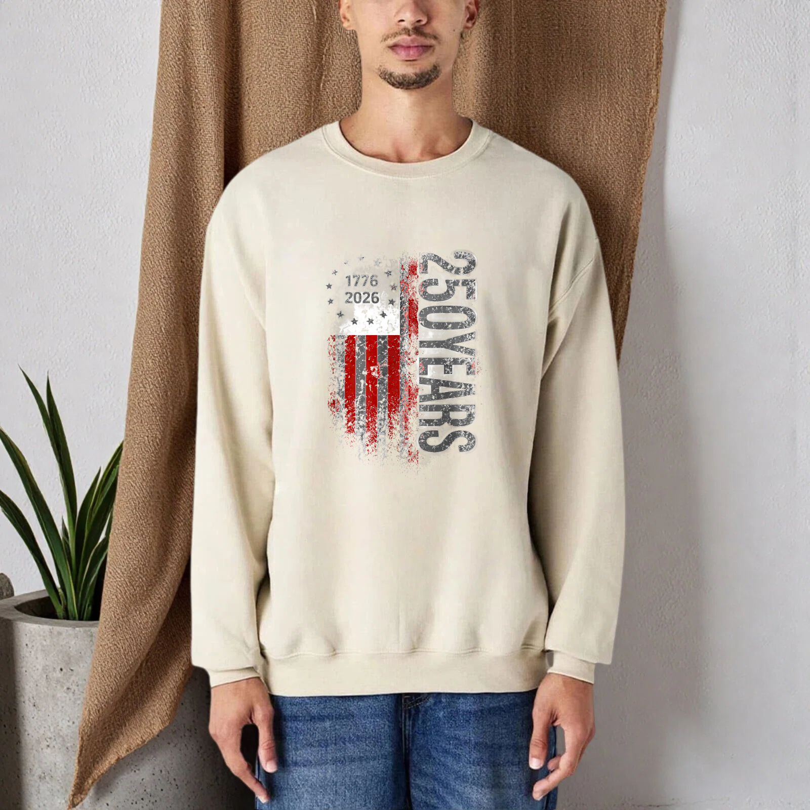 250 Years American Flag 1776 2026 Independence Day Usa Patriotic Sweatshirt Black Crewneck Long Sleeve Unisex Top