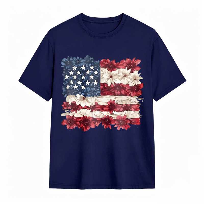Floral American Flag Design T-shirt