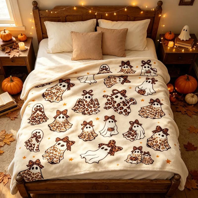 Halloween Cheetah Ghost Flanne blanket