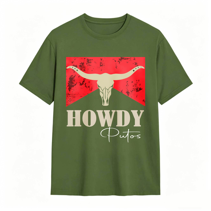 Cow Skull And Howdy Putos Text Design Unisex Classic T-shirt