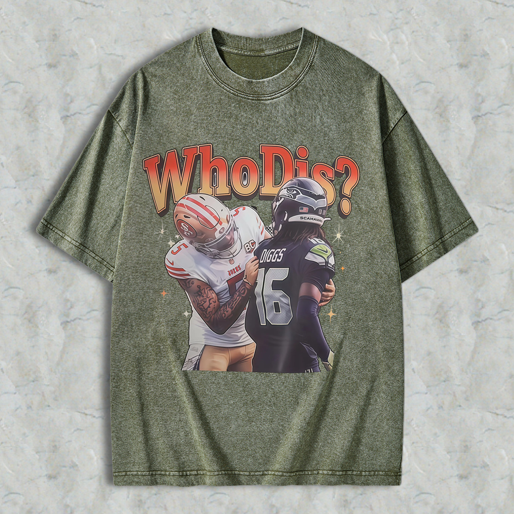 Who Dis Football Rivalry Graphic Washed T-shirt - Funny Football Player Meme Sports Washed Tee