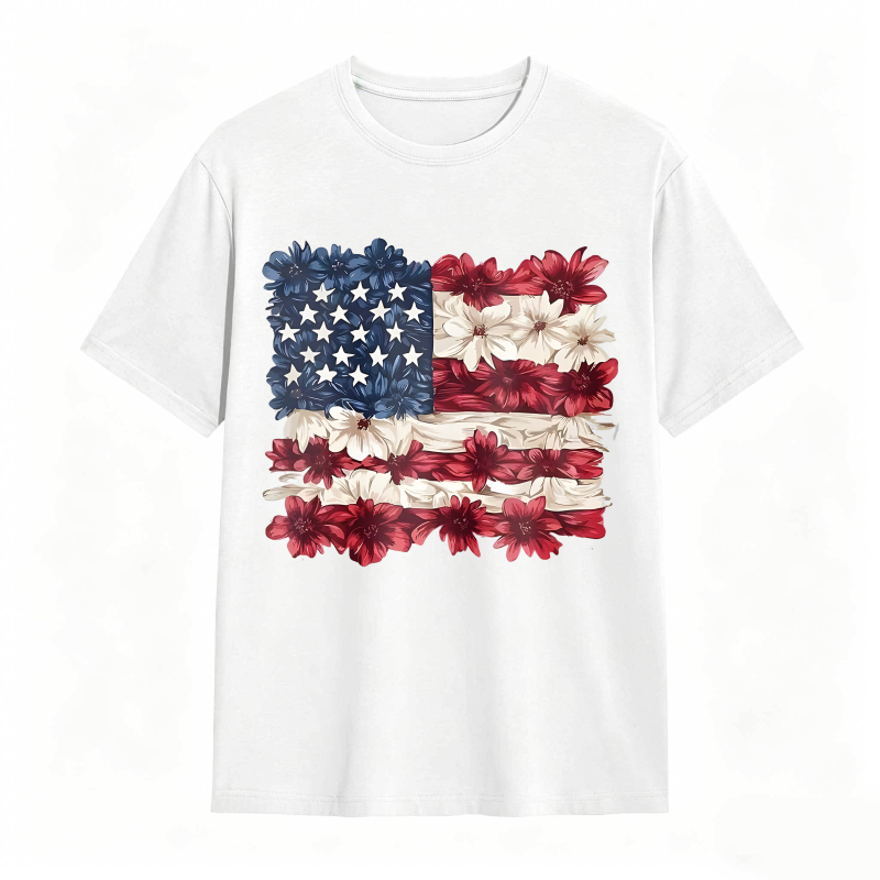 Floral American Flag Design T-shirt