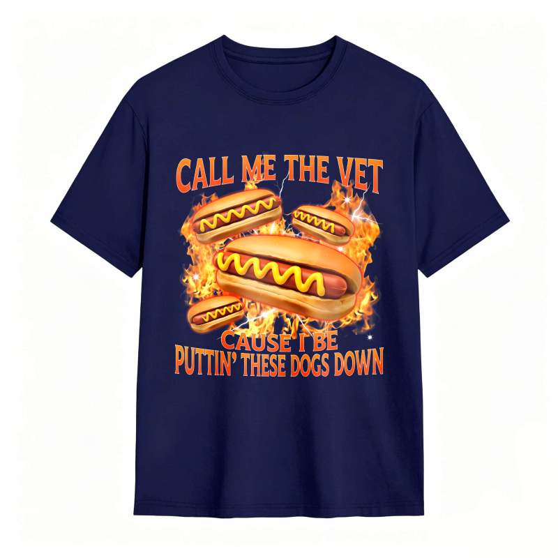 Funny Hot Dog Meme T-shirt With Call Me The Vet Phrase Perfect For Humor Fans
