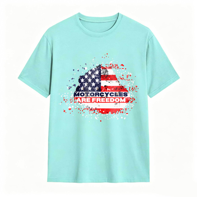 American Flag Motorcycle Freedom Design Unisex Classic T-shirt