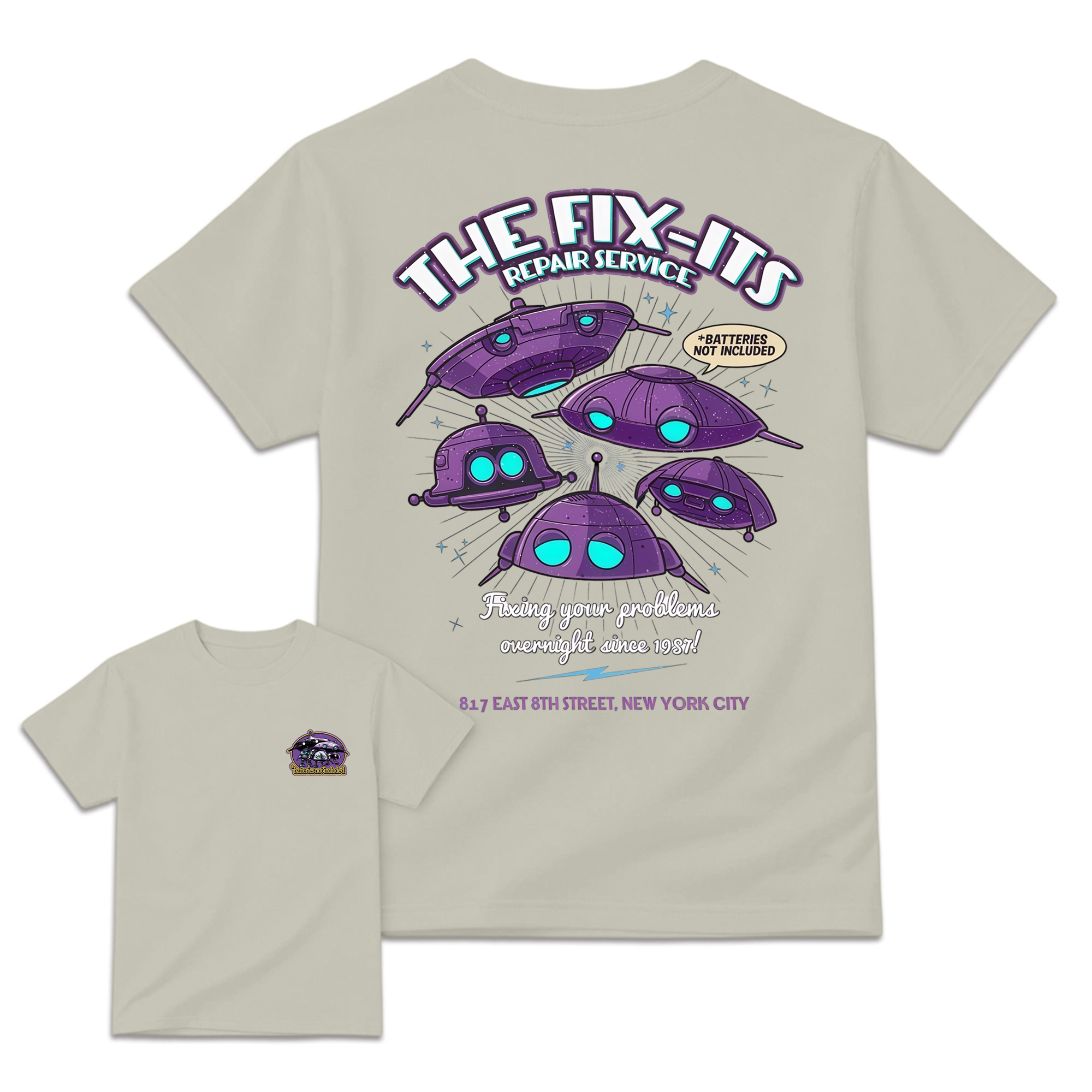 The Fix-It Repair Service Retro Sci-Fi Graphic Tee, Vintage Alien Robot Movie Shirt