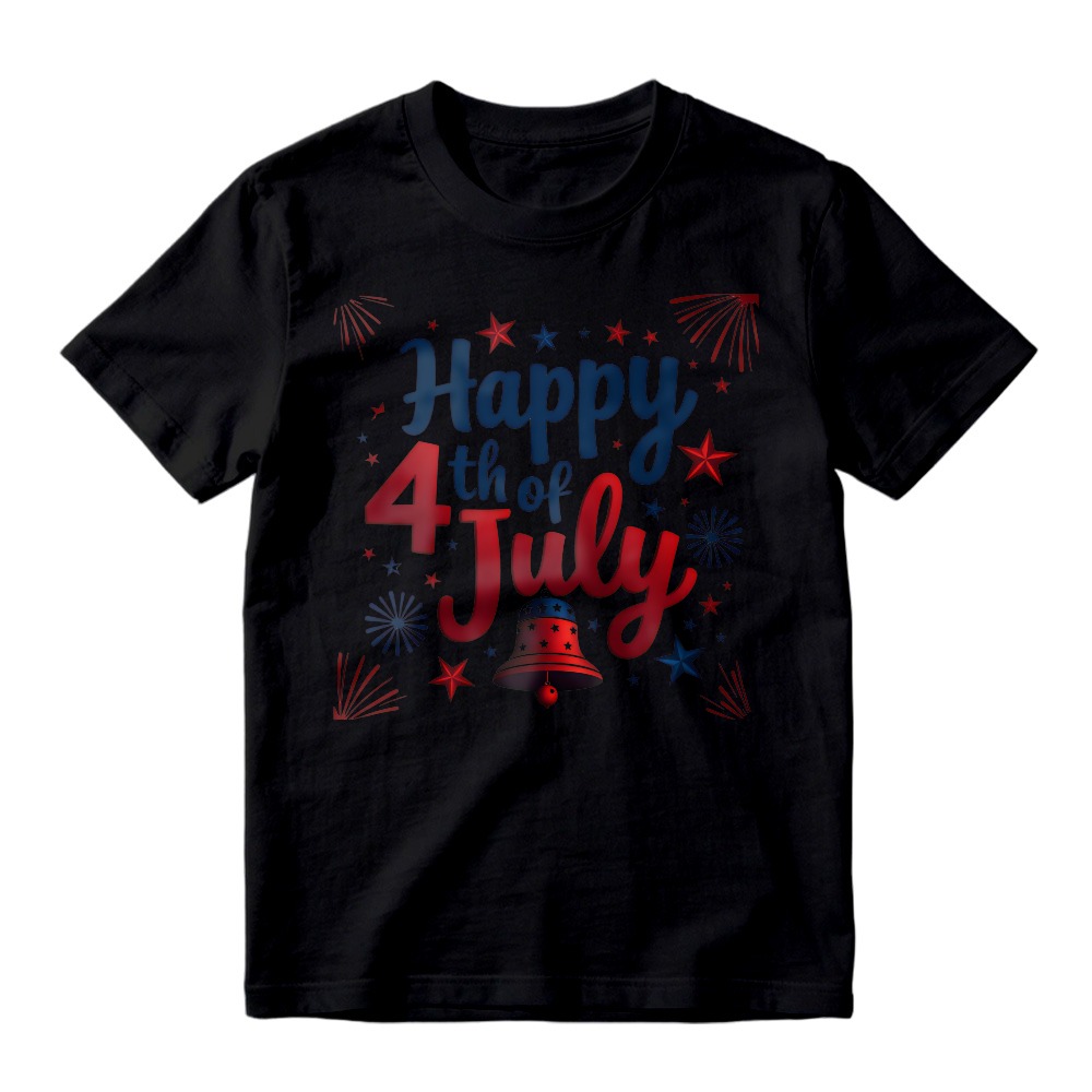 Happy 4th Of July Patriotic Design With Stars Fireworks And Bell T-shirt