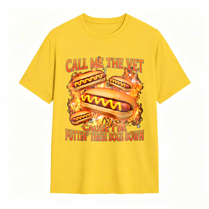 Funny Hot Dog Meme T-shirt With Call Me The Vet Phrase Perfect For Humor Fans