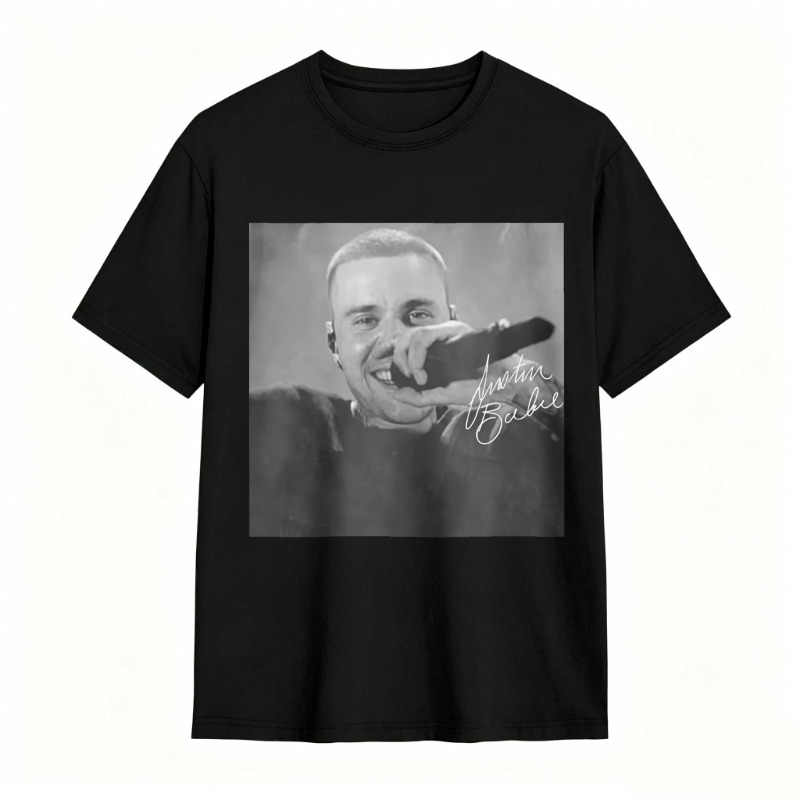 Justin Bieber Singing With Microphone Signature tshirt 100% cotton