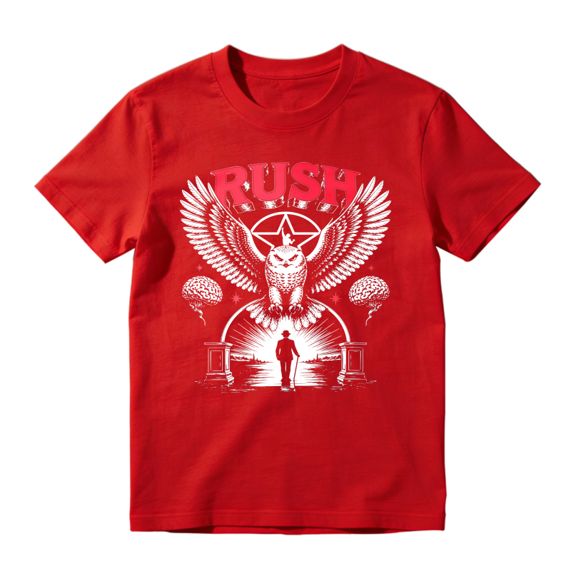 Rush Band Vintage Rock Owl Wings Pentagram Silhouette Unisex Classic T-shirt