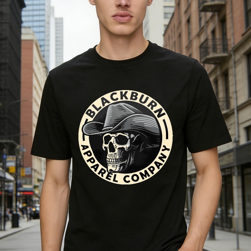 Skull With Cowboy Hat And Blackburn Apparel Company Text Unisex Classic T-shirt