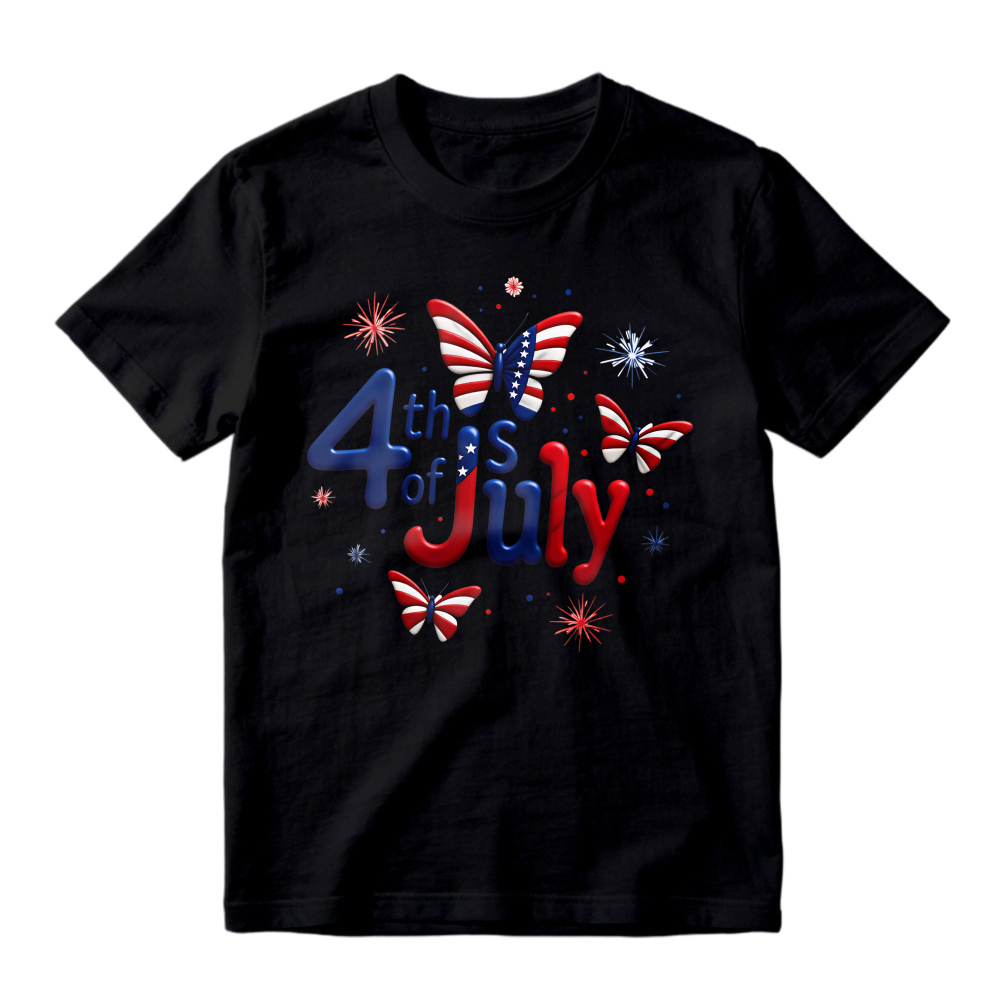 4th Of July Butterfly American Flag Design T-shirt