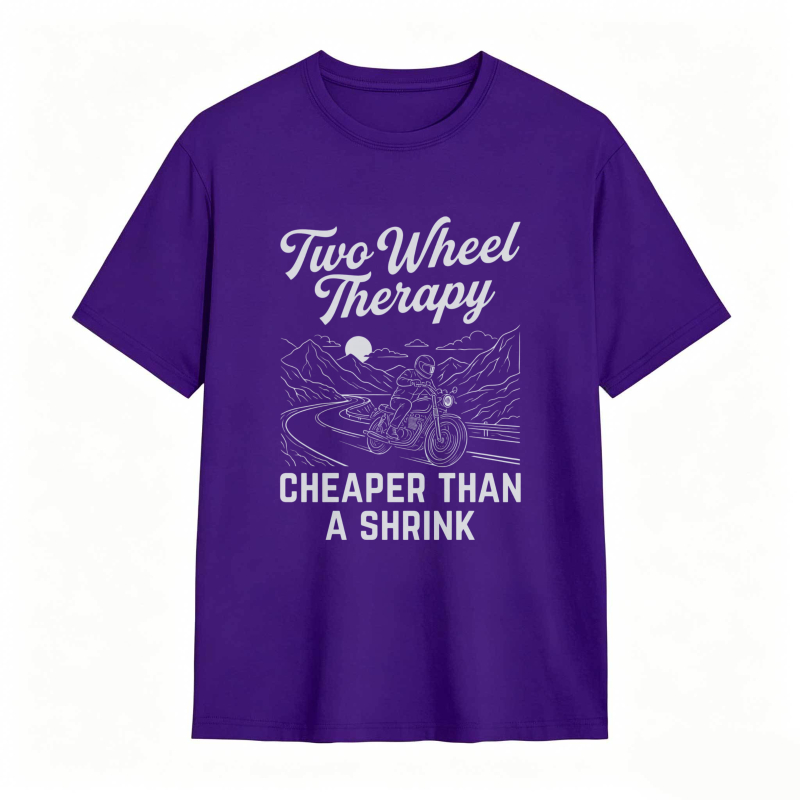 Two Wheel Therapy Motorcycle Mountain Scene Cheaper Than A Shrink T-shirt