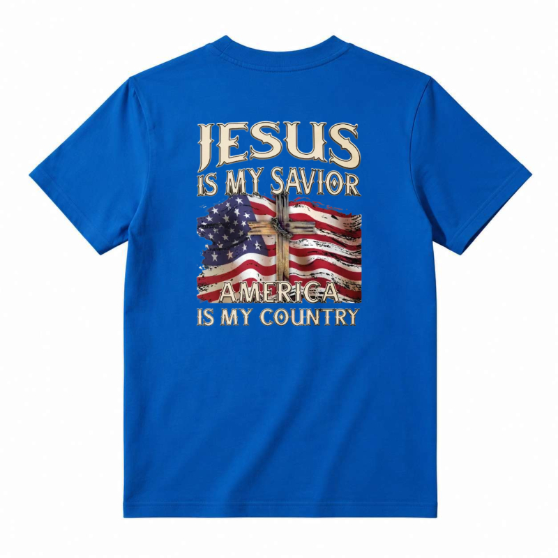 Jesus Is My Savior America Is My Country Flag Cross Design Unisex Classic T-shirt