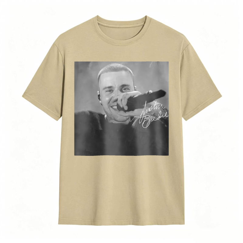 Justin Bieber Singing With Microphone Signature tshirt 100% cotton