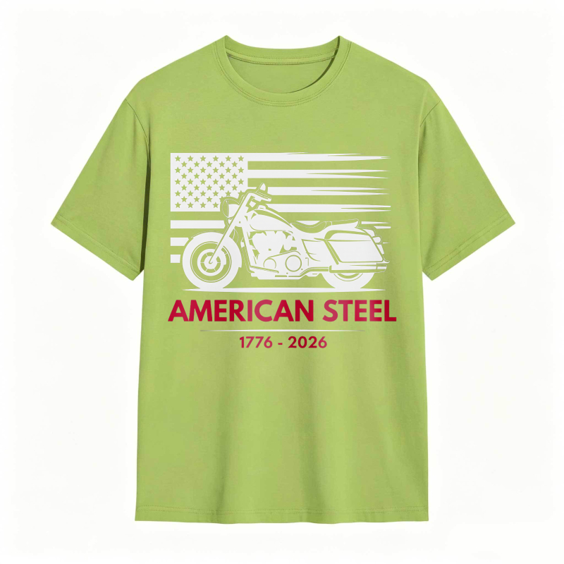American Flag Motorcycle American Steel 1776 2026 Unisex Classic T-shirt