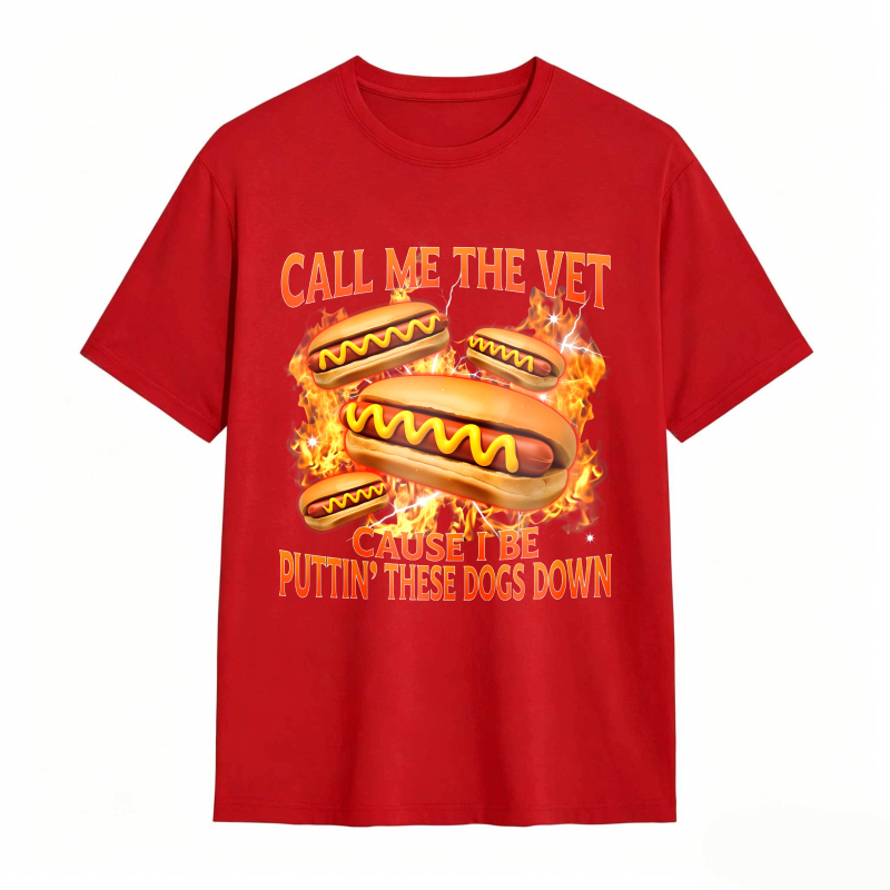 Funny Hot Dog Meme T-shirt With Call Me The Vet Phrase Perfect For Humor Fans