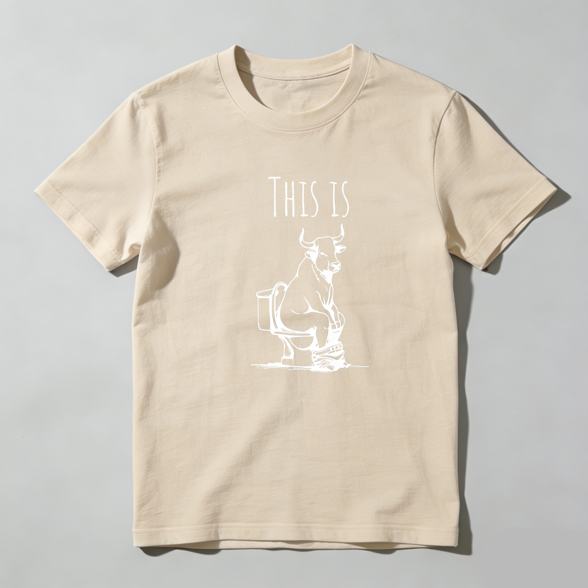 TEECURENT This Is Bull On Toilet Pure Cotton Short Sleeve T Shirt-TeeCurent