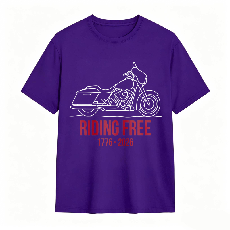 Motorcycle Riding Free 1776 2026 Unisex Classic T-shirt