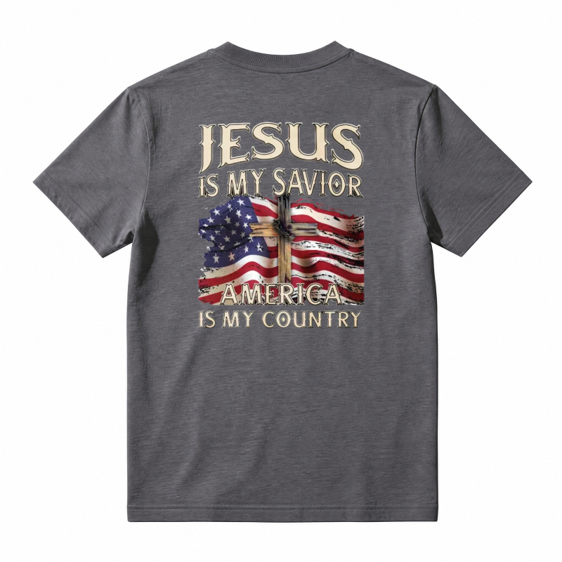 Jesus Is My Savior America Is My Country Flag Cross Design Unisex Classic T-shirt