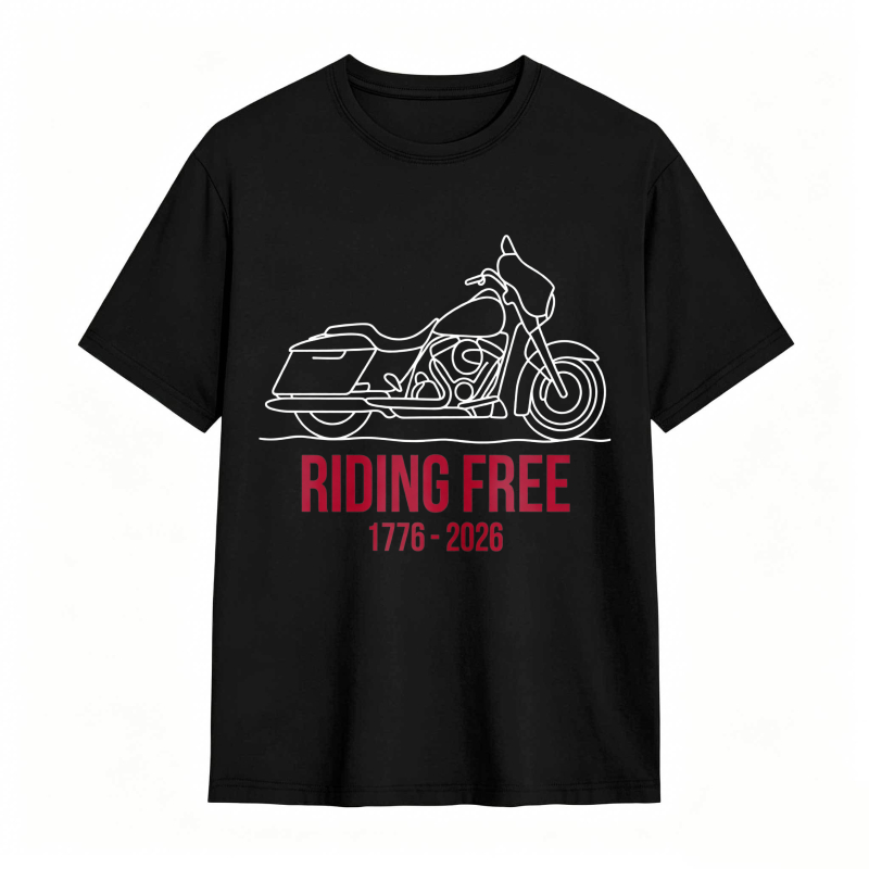 Motorcycle Riding Free 1776 2026 Unisex Classic T-shirt