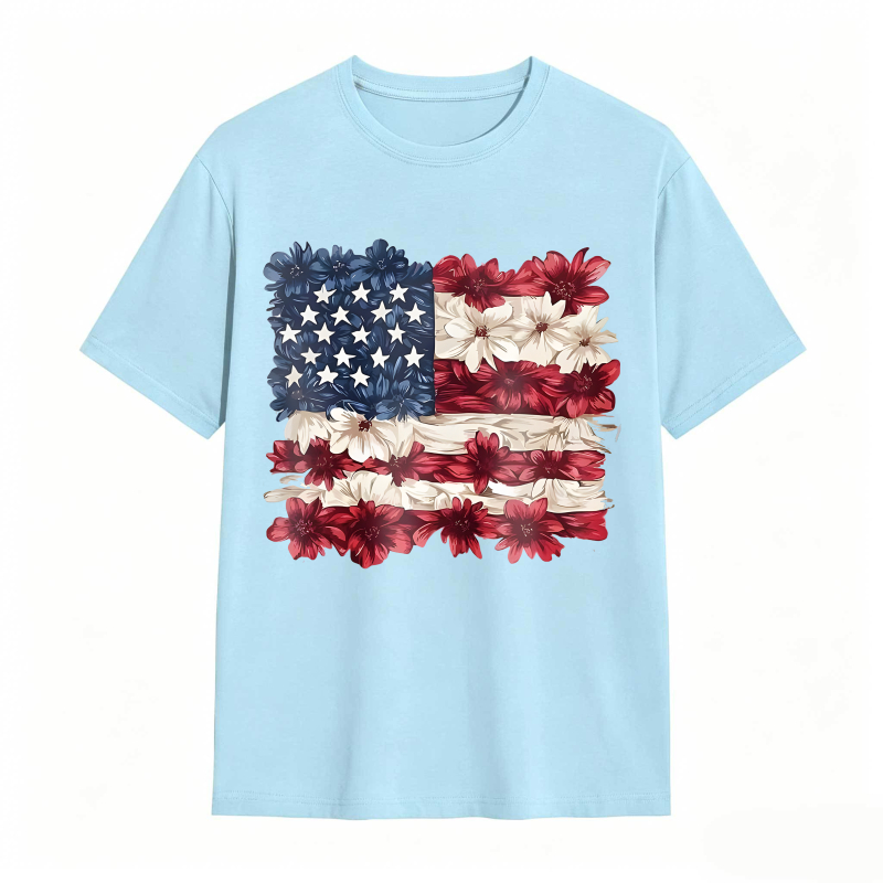 Floral American Flag Design T-shirt